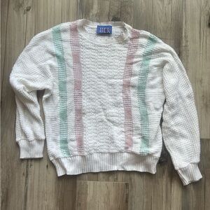 VINTAGE HER Women's Striped Sweater - White, Pink, Green